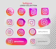 Free PSD icon collection with instagram logo on transparent background