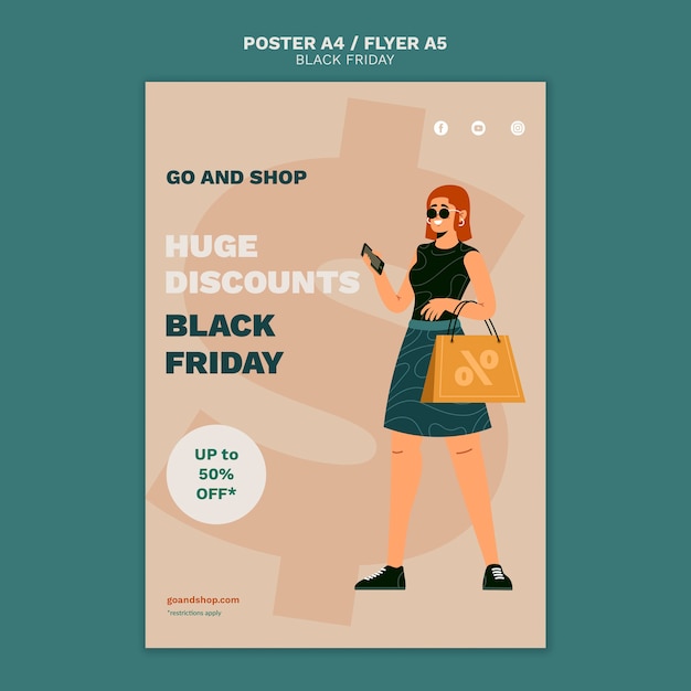 Free PSD illustrated black friday print template