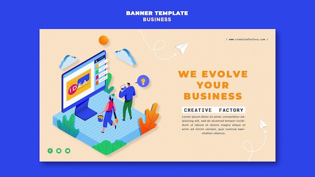 Free PSD illustrated business banner template