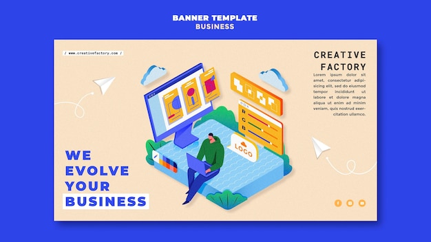 Free PSD illustrated business banner template