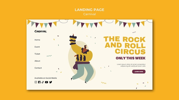 Free PSD illustrated carnival landing page template