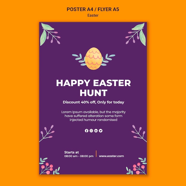 Free PSD illustrated easter event print template