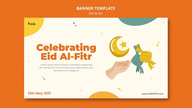 Free PSD illustrated eid al-fitr banner template