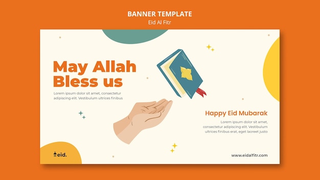 Free PSD illustrated eid al-fitr banner template