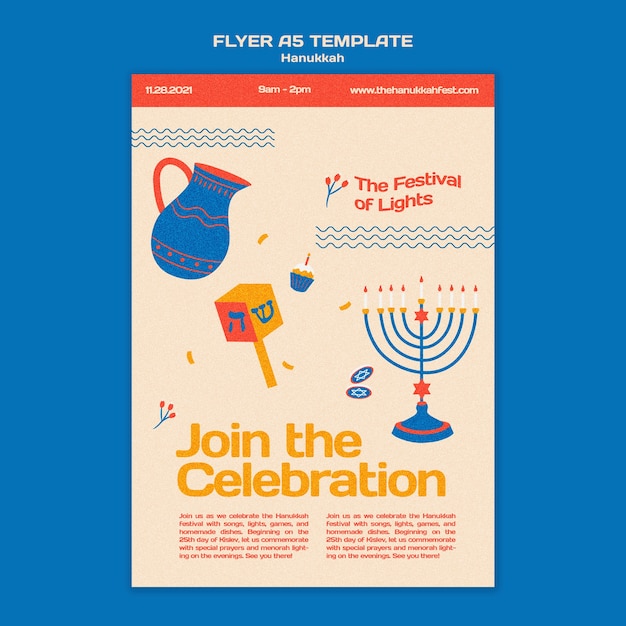 Free PSD illustrated hanukkah print template