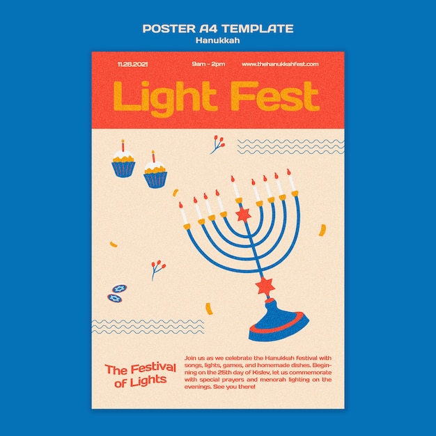 Free PSD illustrated hanukkah print template