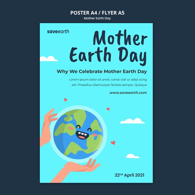 Illustrated mother earth day print template