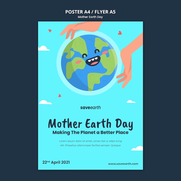 Free PSD illustrated mother earth day print template