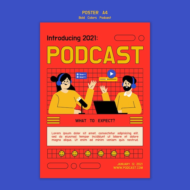 Illustrated podcast poster template