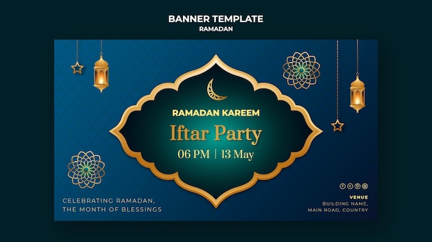 Illustrated ramadan banner template