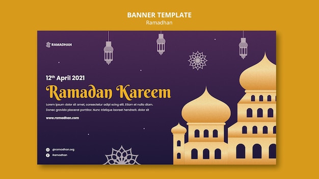 Illustrated ramadan kareem banner template