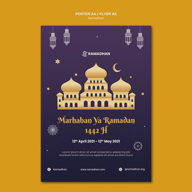 Illustrated ramadan kareem print template