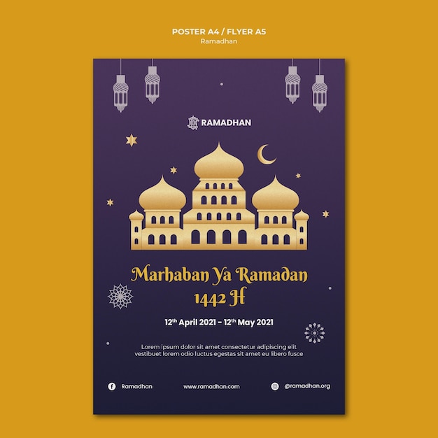 Illustrated ramadan kareem print template