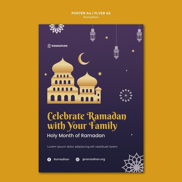 Illustrated ramadan kareem print template