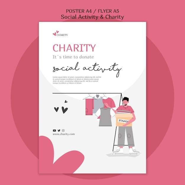 Illustrated social activity and charity print template