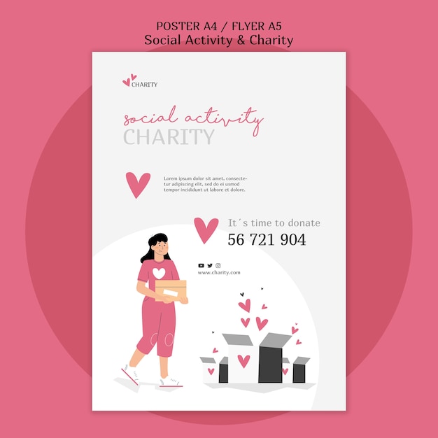 Illustrated social activity and charity print template