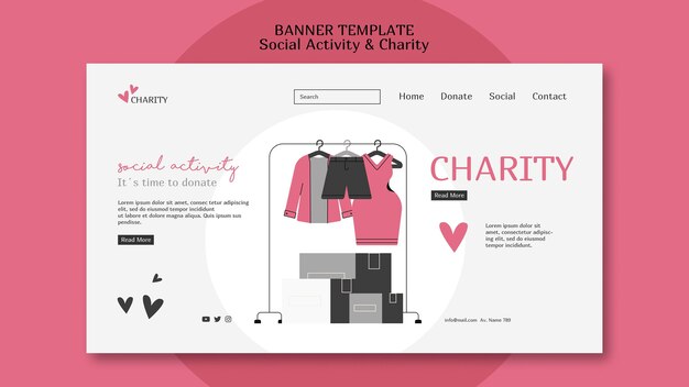 Illustrated social activity and charity web template