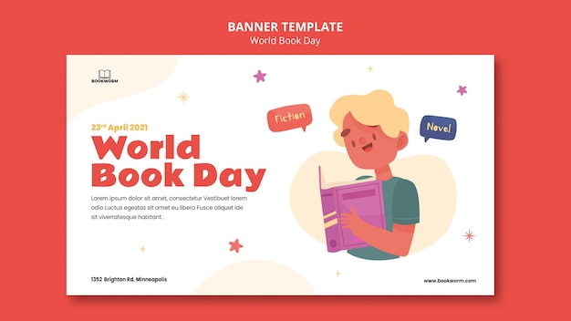 Illustrated world book day banner template