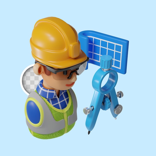 Illustration of architect or engineer 3d illustration