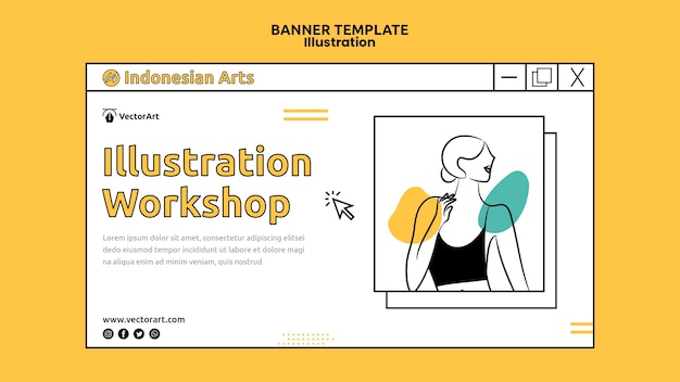 Free PSD illustration workshop banner template