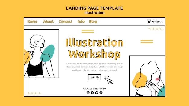 Free PSD illustration workshop landing page