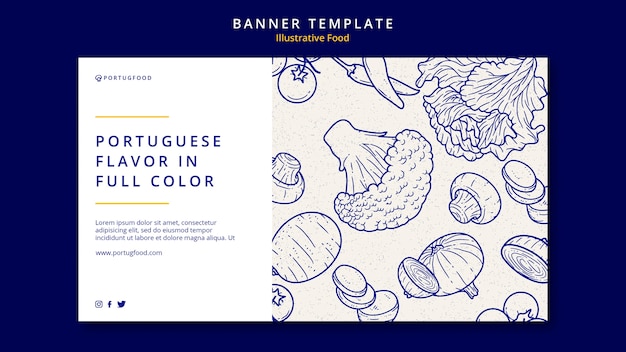 Free PSD illustrative food banner design template