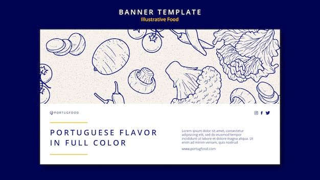 Free PSD illustrative food banner design template