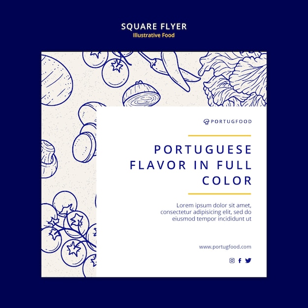 Free PSD illustrative food square flyer design template