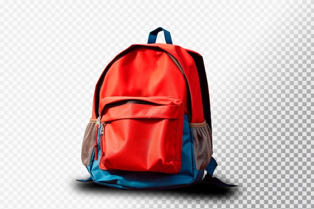 Free PSD image of a realistic blue and red isolated backpack on transparent background