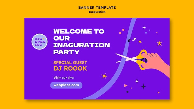 Inauguration horizontal banner template in 90's digital remake style