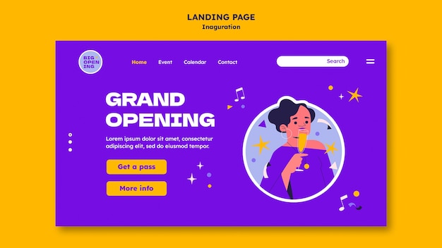 Inauguration landing page template in 90's digital remake style