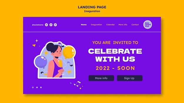 Inauguration landing page template in 90's digital remake style