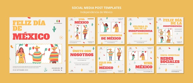 Independencia de mexico instagram post template design