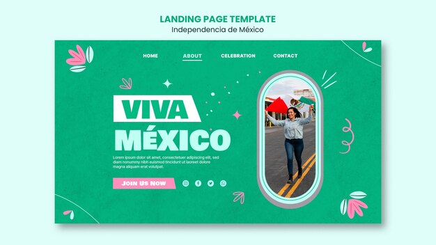 Independencia de mexico landing page template design