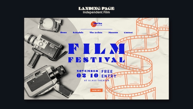 Free PSD independent film festival landing page template