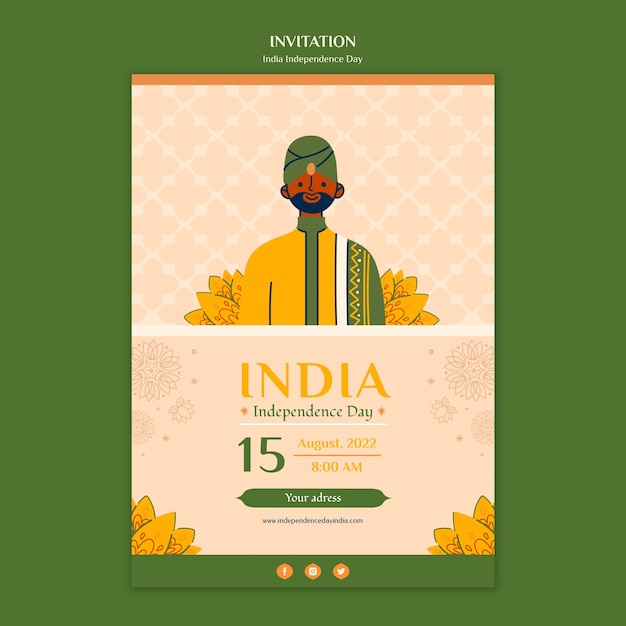 Free PSD india independence day invitation design