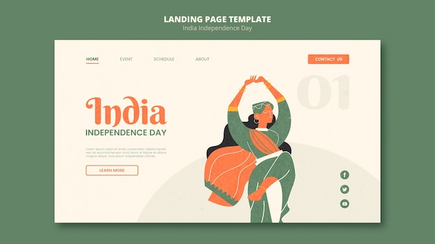 Free PSD india independence day landing page template