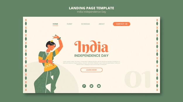 Free PSD india independence day landing page template