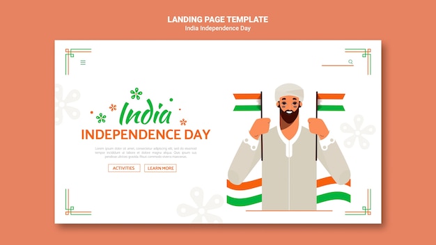 Free PSD india independence day landing page template