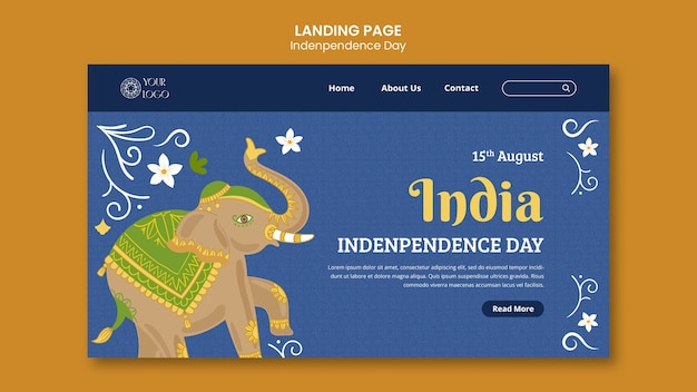 Free PSD india independence day landing page template