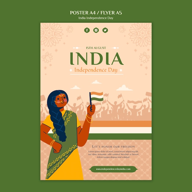 Free PSD india independence day poster design