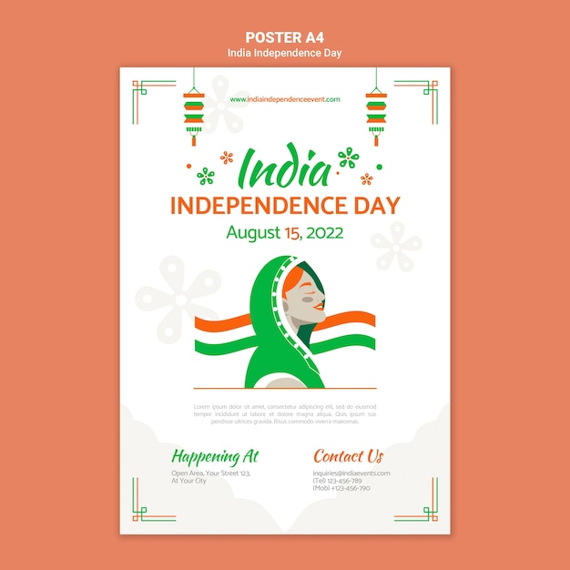 India independence day vertical poster template