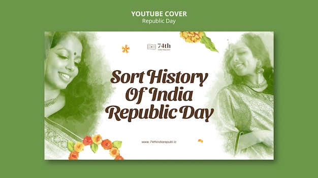 Free PSD india republic day celebration youtube cover template