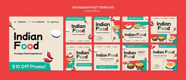 Indian food restaurant and business instagram posts collection