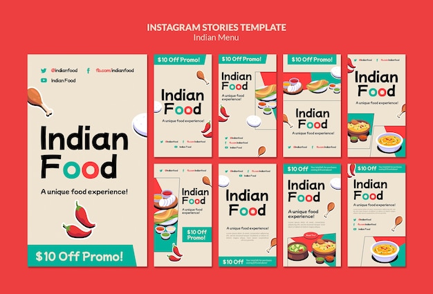 Free PSD indian food restaurant and business instagram stories collection