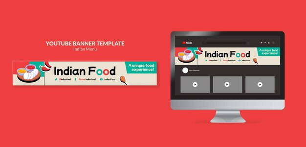 Indian food restaurant and business youtube banner template