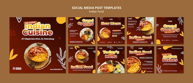 Indian food restaurant ig posts set