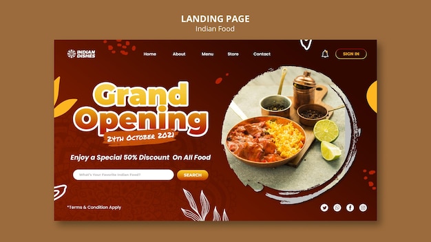 Indian food restaurant landing page template