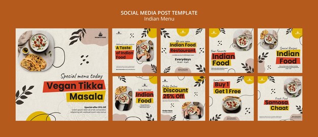 Indian food social media post design template