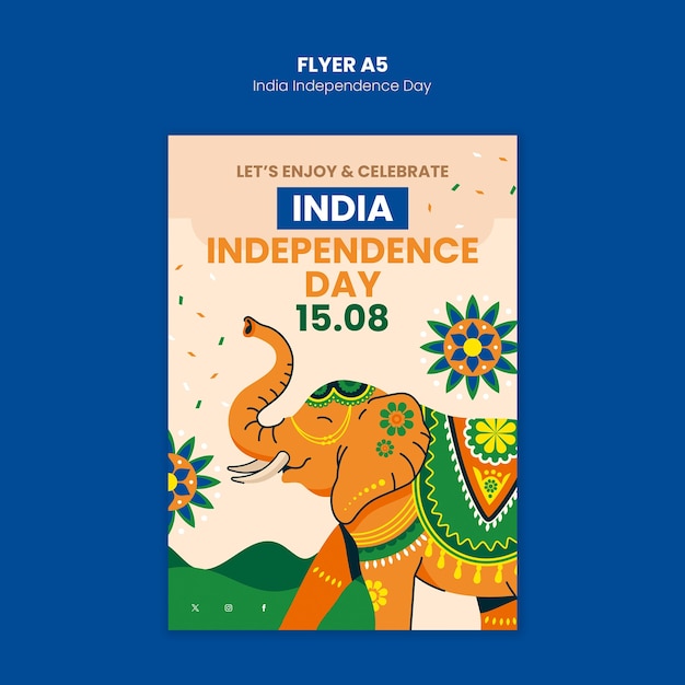 Free PSD indian independence day celebration  poster